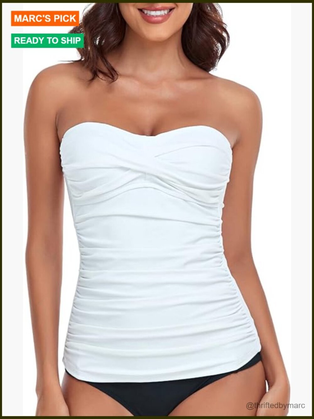 Ruched Tankini Top with Removable Straps
